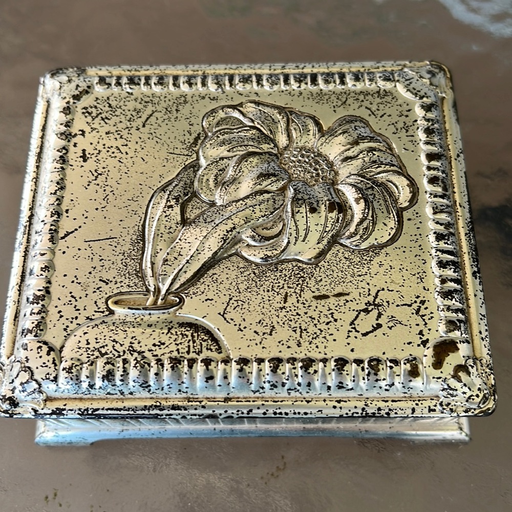 Vintage Silver Plated Wood Lined Cigarette/Trinket Box (Made in Occupied Japan)